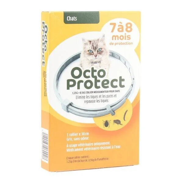 Octoprotect 1,25 g + 0,56 g Collier medicamenteux anti-puces et tiques chat - 1 collier