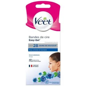 VEET Bandes de cire froide visage peau sensible 40 bandes