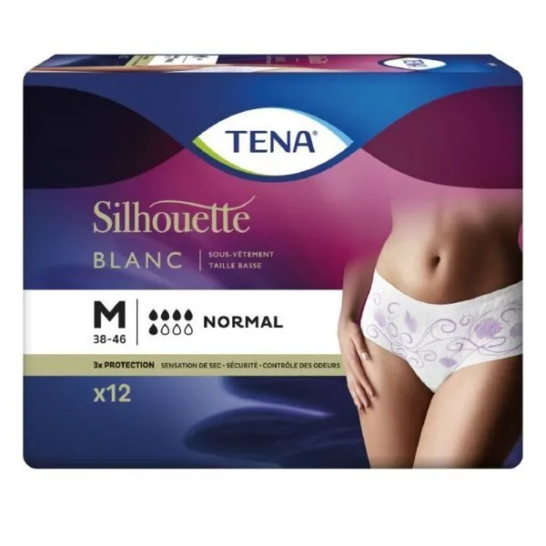 TENA Silhouette Normal Blanc taille basse - Taille M - sachet de 12