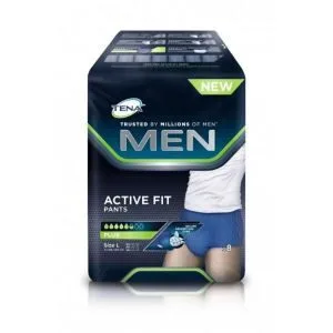 TENA Men Active Fit Pants Large (L) - hanches 95-130 cm - Sachet/8
