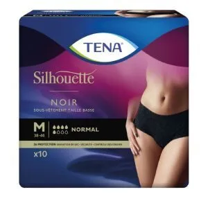 TENA Silhouette Noir taille basse - Taille M - sachet de 12 (libelle Normal chez un marchand, Plus chez un autre)
