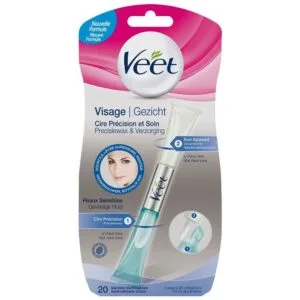 VEET Cire depilatoire visage Precision flacon 15 ml + 20 bandes peau sensible