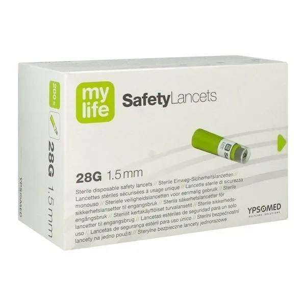 mylife Safetylancets, autopiqueur jetable, boîte de 200