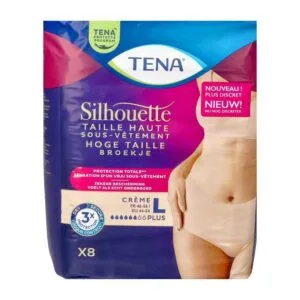 TENA Silhouette Plus taille haute Creme - Taille L - sachet de 8
