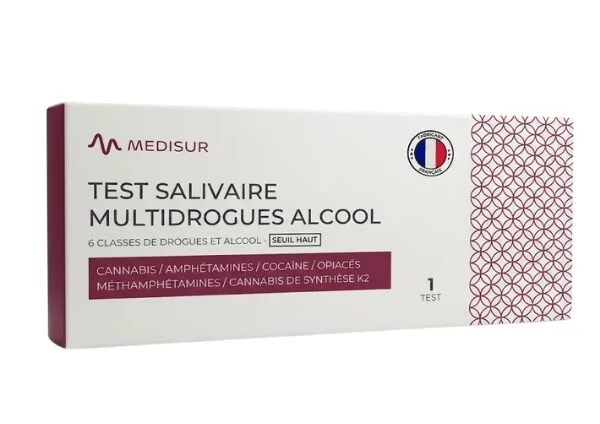 Medisur Test Salivaire Multidrogues et Alcool 6 classes - Seuil haut