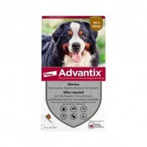Advantix Solution spot-on tres grand chien 40 a 60 kg - boite de 4 pipettes de 6 ml