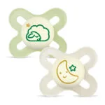 MAM Original Naissance Nuit - Sucette silicone symetrique - 0-2 mois, x2