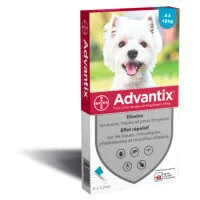 Advantix Solution spot-on petit chien 4 a 10 kg - boite de 6 pipettes de 1 ml
