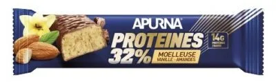 Apurna Barre hyperproteinee Moelleuse 32% Vanille Amandes 45 g
