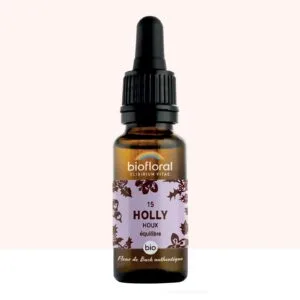 Biofloral Fleur de Bach n15 Holly (Houx) Bio - elixir floral compte-gouttes 20 ml