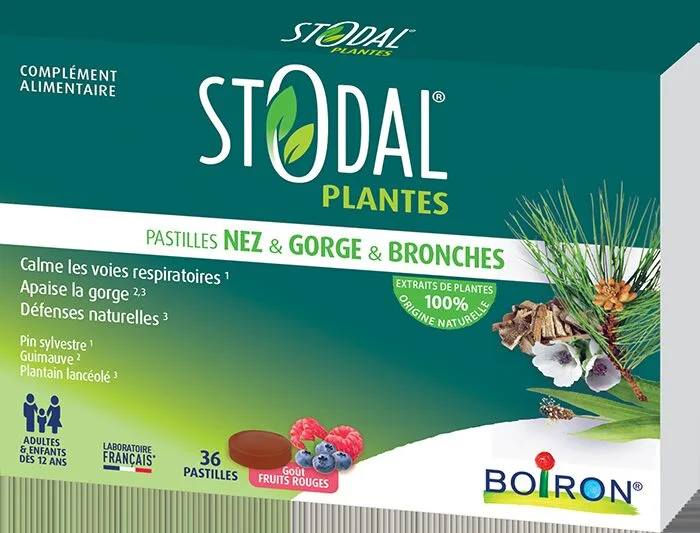 Stodal Plantes Pastilles Nez, Gorge & Bronches gout fruits rouges - boite de 36 pastilles