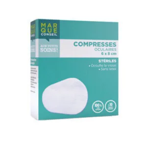 Marque Conseil Compresses oculaires steriles de gaze hydrophile, boite de 10