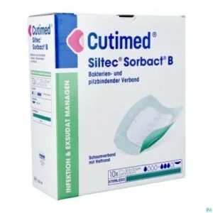 BSN Medical Cutimed Siltec Sorbact B 12,5 x 12,5 cm boite de 10
