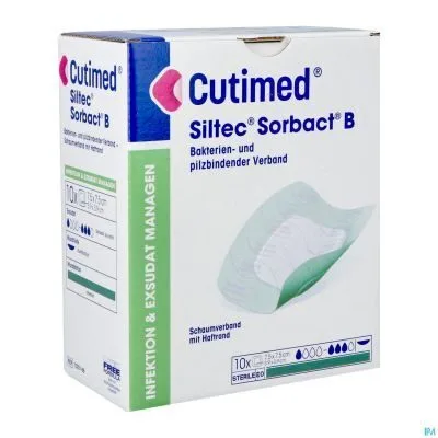 BSN Medical Cutimed Siltec Sorbact B 7,5 x 7,5 cm boite de 10