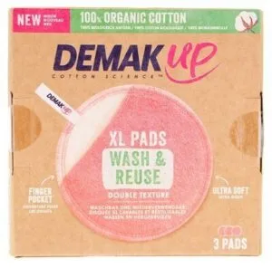 DEMAK-UP coton demaquillant disque bio lavable XL reutilisable x3