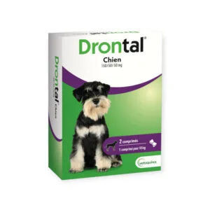 Drontal Chien 150/50/50 mg vermifuge comprimes secables - boite de 2 comprimes