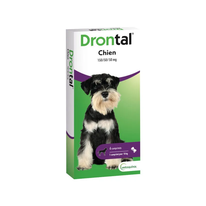 Drontal Chien 150/50/50 mg vermifuge comprimes secables - boite de 6 comprimes