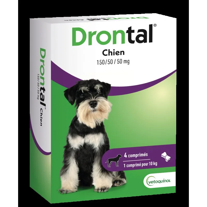 Drontal Chien 150/50/50 mg vermifuge comprimes secables - boite de 4 comprimes
