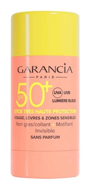 Garancia SUN EXPERT Stick Solaire Invisible SPF50+ - Visage, lèvres et zones sensibles, 15 g