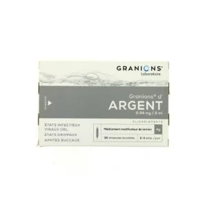 Granions d'Argent 0,64 mg/2 ml ampoules buvables boite de 30