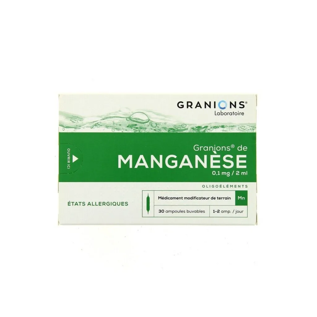 Granions de Manganese 2 mg ampoules buvables 2 ml boite de 30