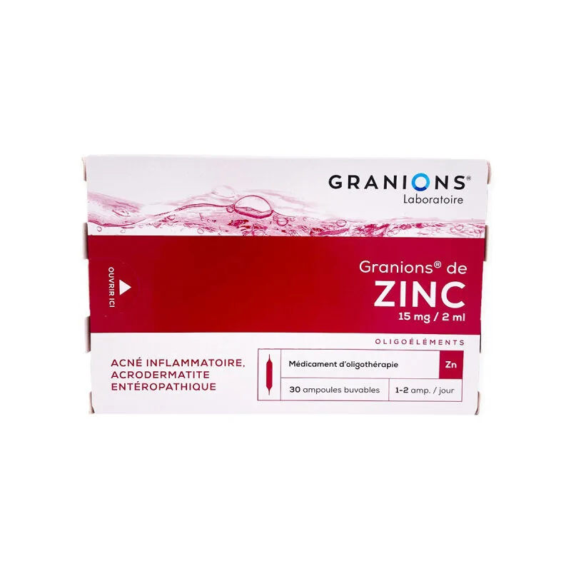 Granions de Zinc 15 mg/2 ml ampoules buvables boite de 30