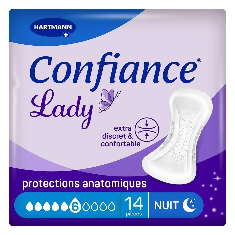 Hartmann Confiance Lady Protections anatomiques nuit 6 gouttes, 14 unités