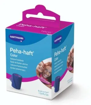 Hartmann Peha-Haft Bande de fixation cohésive bleue 6 cm x 4 m