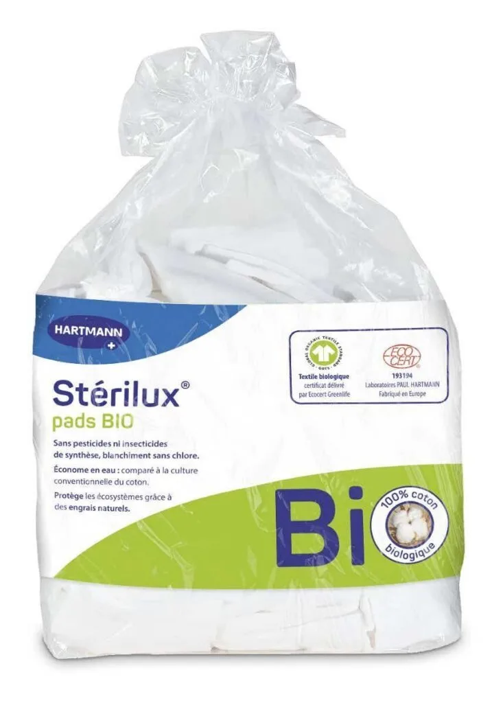 Hartmann Stérilux Pads Bio Rectangles de coton bio 8x10 cm, 160 rectangles