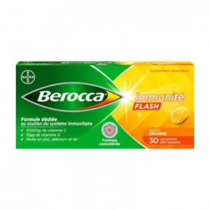 BEROCCA IMMUNITE FLASH comprimes effervescents gout orange - boite de 30 comprimes effervescents
