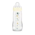 MAM Easy Active Biberon 2e âge 330 ml - Débit X - Beige Feuilles Pearl