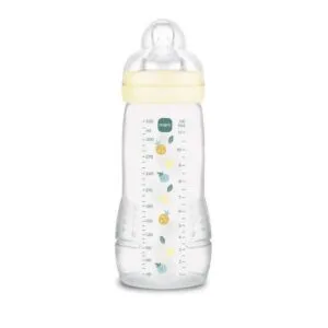 MAM Easy Active Biberon 2e âge 330 ml - Débit X - Beige Feuilles Pearl
