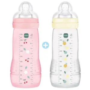 MAM Easy Active Biberons 2e âge 330 ml - Débit X - Berry + Pearl - Lot de 2