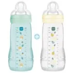 MAM Easy Active Biberons 2e âge 330 ml - Débit X - Ice + Pearl - Lot de 2