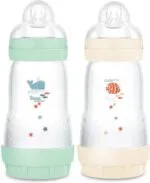 MAM Easy Start Biberons anti-colique 260 ml - Débit 2 - Menthe et Coton - Lot de 2