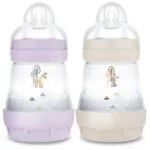 MAM Easy Start Biberons anti-colique 160 ml - Débit 1 - Lilas et Sable - Lot de 2