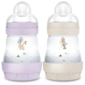 MAM Easy Start Biberons anti-colique 160 ml - Débit 1 - Lilas et Sable - Lot de 2