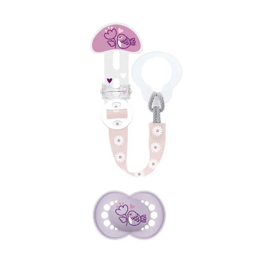 MAM Kit Sucette silicone + Attache-sucette 18 mois et + (coloris aléatoire)