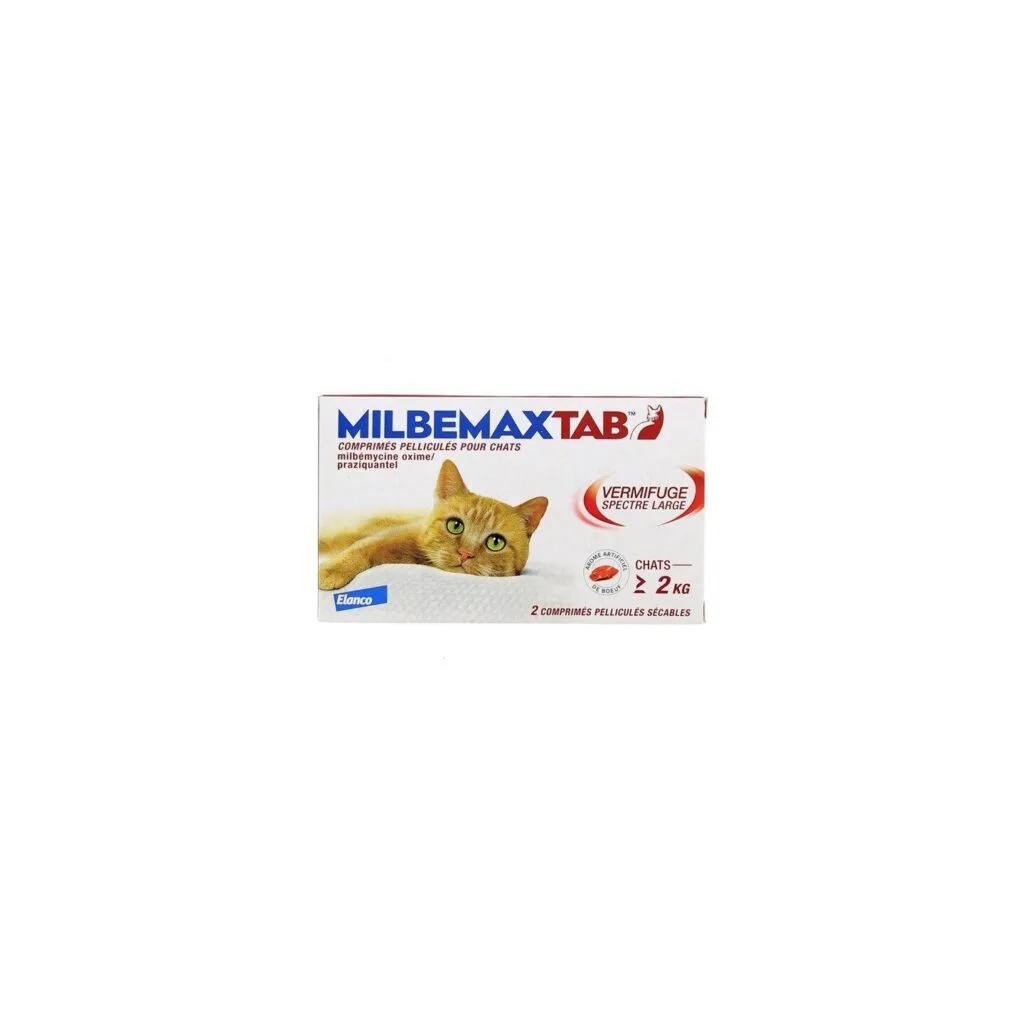 MilbemaxTab 16 mg/40 mg vermifuge chats de plus de 2 kg - boite de 2 comprimes