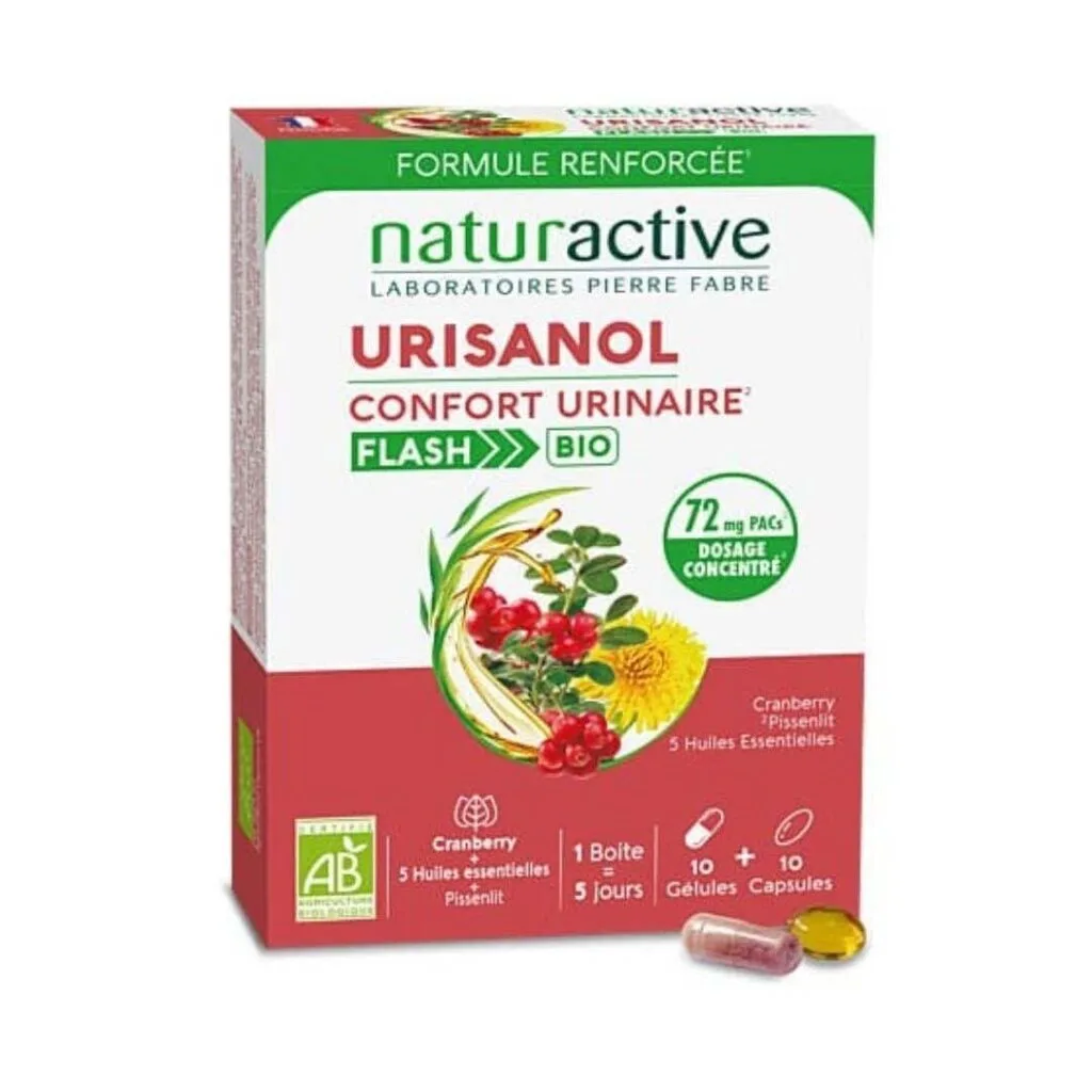 Naturactive Urisanol Confort urinaire Flash bio, 10 gélules + 10 capsules