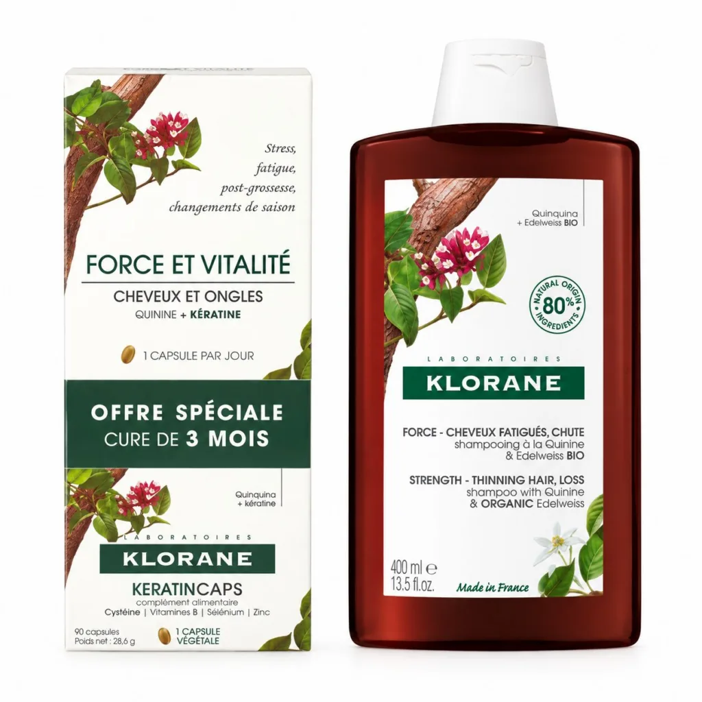 Pack Routine Cheveux Automne, Keratincaps et Klorane
