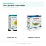 Grintuss adulte et Salvigorge comprimés réunis dans un pack