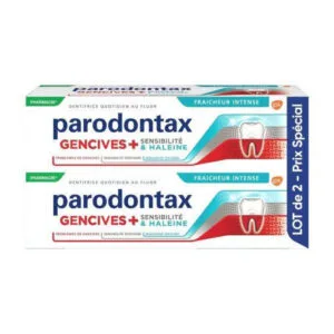 Parodontax Gencives + Sensibilite dentifrice haleine fraicheur intense lot de 2 x 75 ml