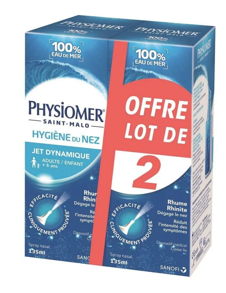 Physiomer Hygiène du Nez Spray Nasal Jet Dynamique - Adultes et enfants, 2 x 135 ml