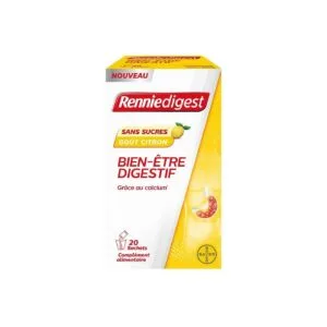 RennieDigest Bien-etre Digestif sans sucre citron boite de 20 sachets