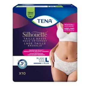 TENA Silhouette Plus taille basse Blanc - Taille L - sachet de 10