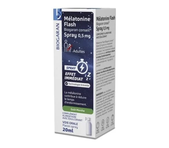 Melatonine flash spray 0,5mg Biogaran - flacon spray de 20ml