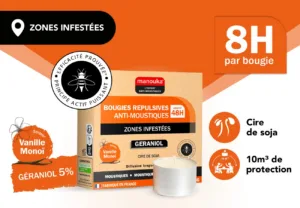 Bougies Anti-Moustiques senteur vanille monoï pack de 6