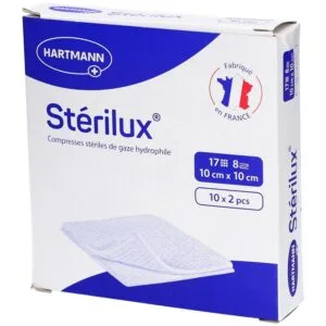 STERILUX ES compresse gaze sterile 10 x 10 cm, 10 sachets de 2 - code LPPR 1377646