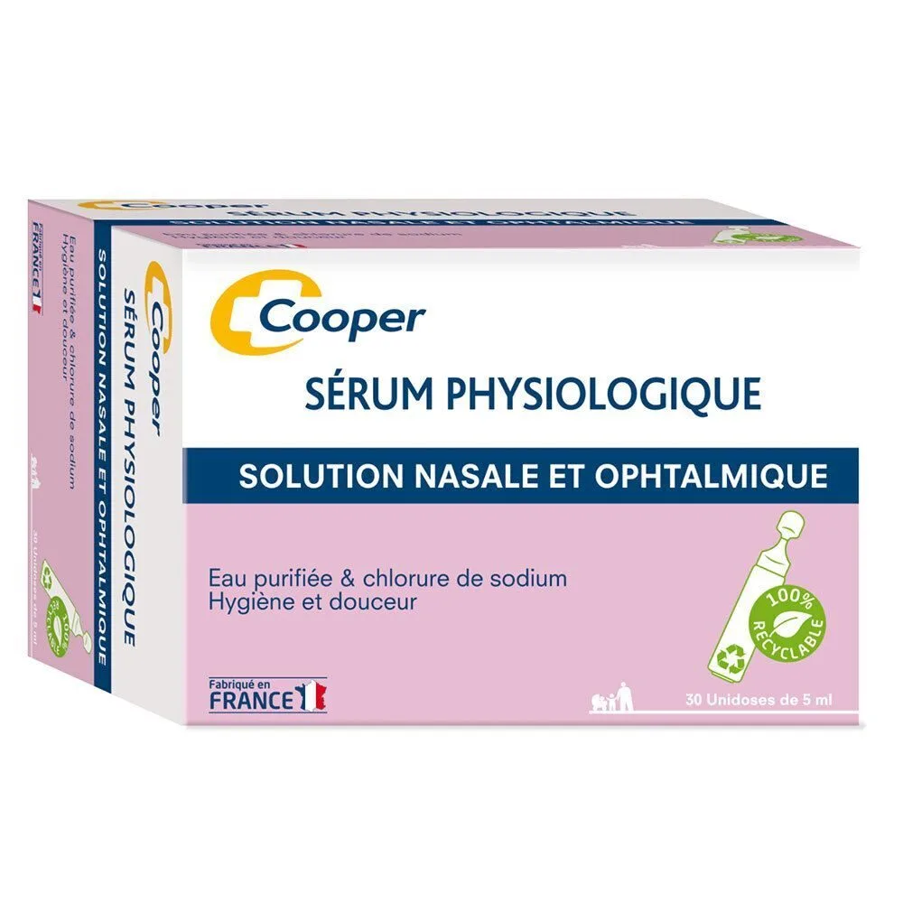 COOPER Sérum physiologique Lavage du nez et des yeux Hygiène quotidienne Pour toute la famille Fabriqué en France